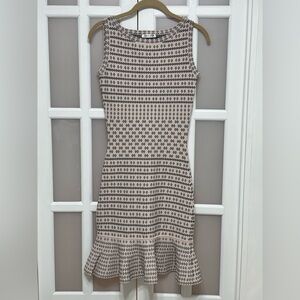 MSSP Sleeveless Knit Fit & Flare Dress Ivory Black XS